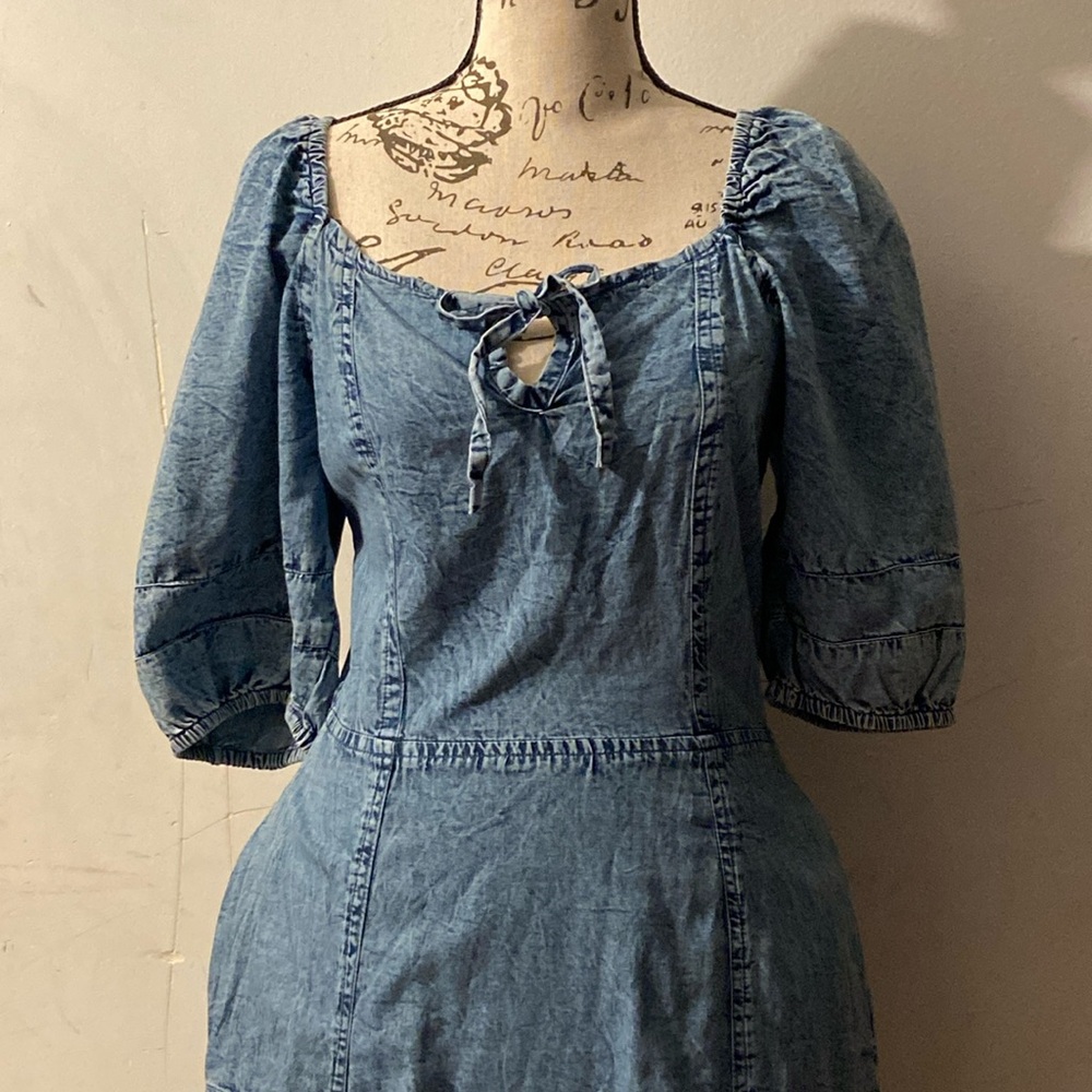 Denim Tie Back Dress with pockets